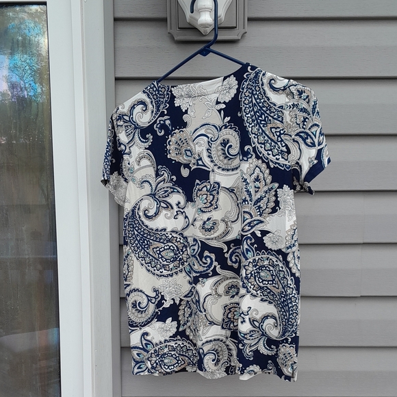 J. Jill Navy and Cream Paisley Blouse XS - Picture 6 of 6